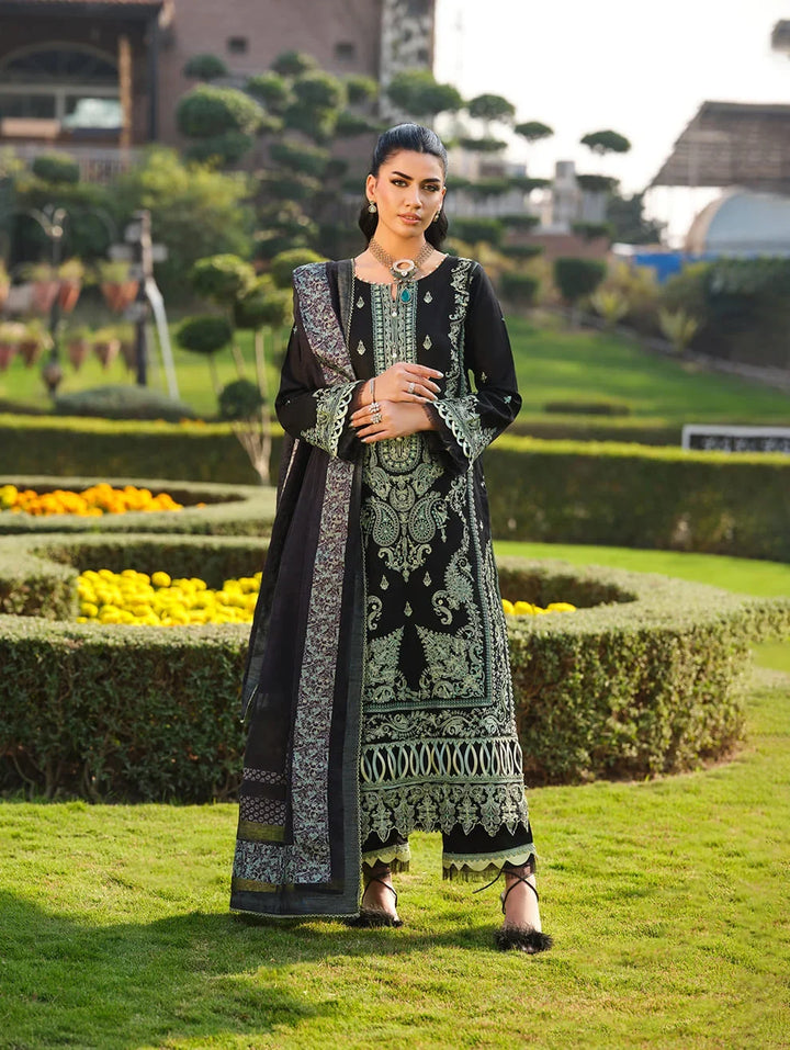 Menaal Unstitched Embroidered Lawn 3 Piece Suit ML26ULS EMERALD NOIR - Festive Collection