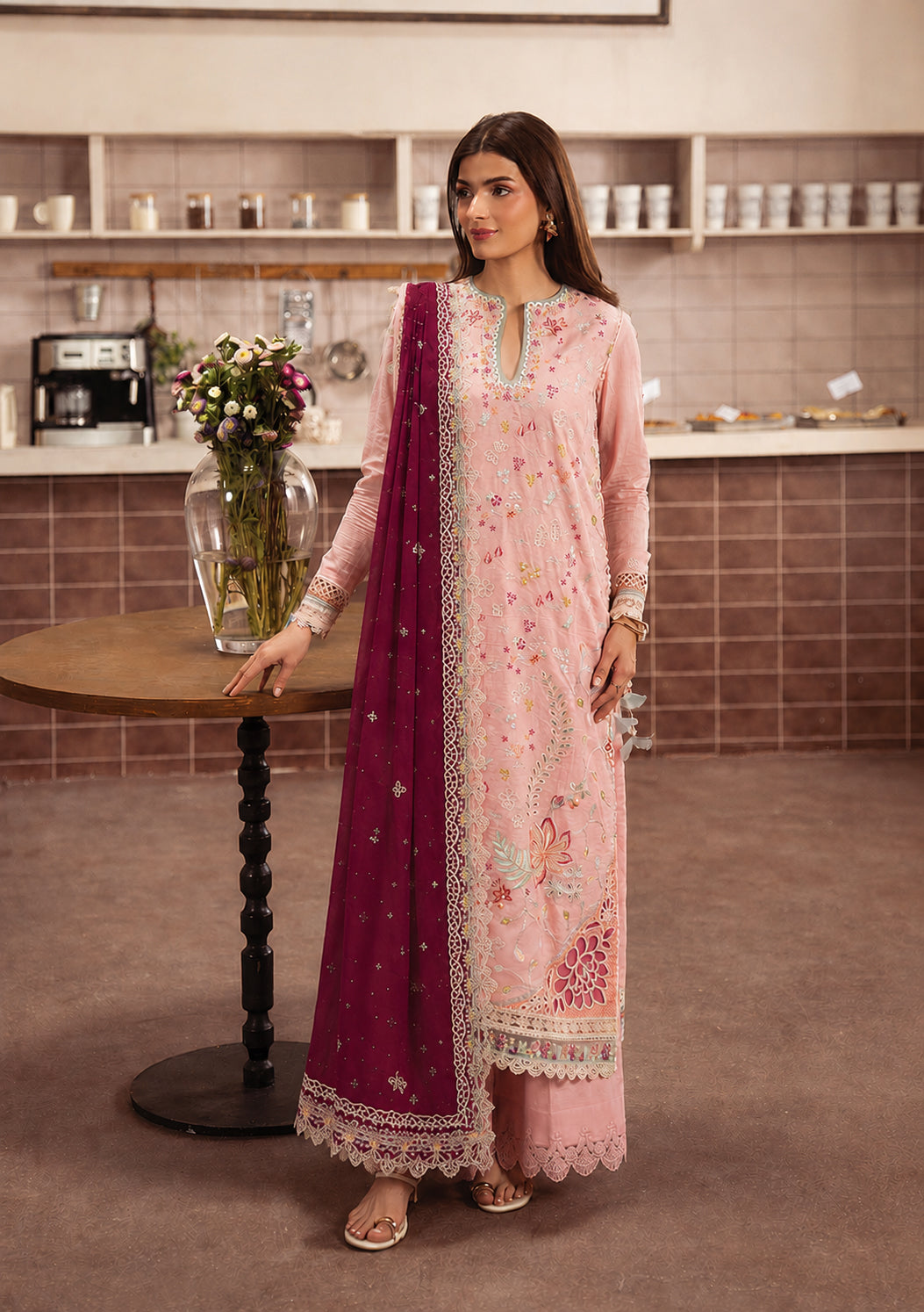Brewed by Ayzel Unstitched Embroidered Paper Cotton 3 Piece Suit AAF26UBL Caramelia ZWU-0141-3PO - Festive Collection