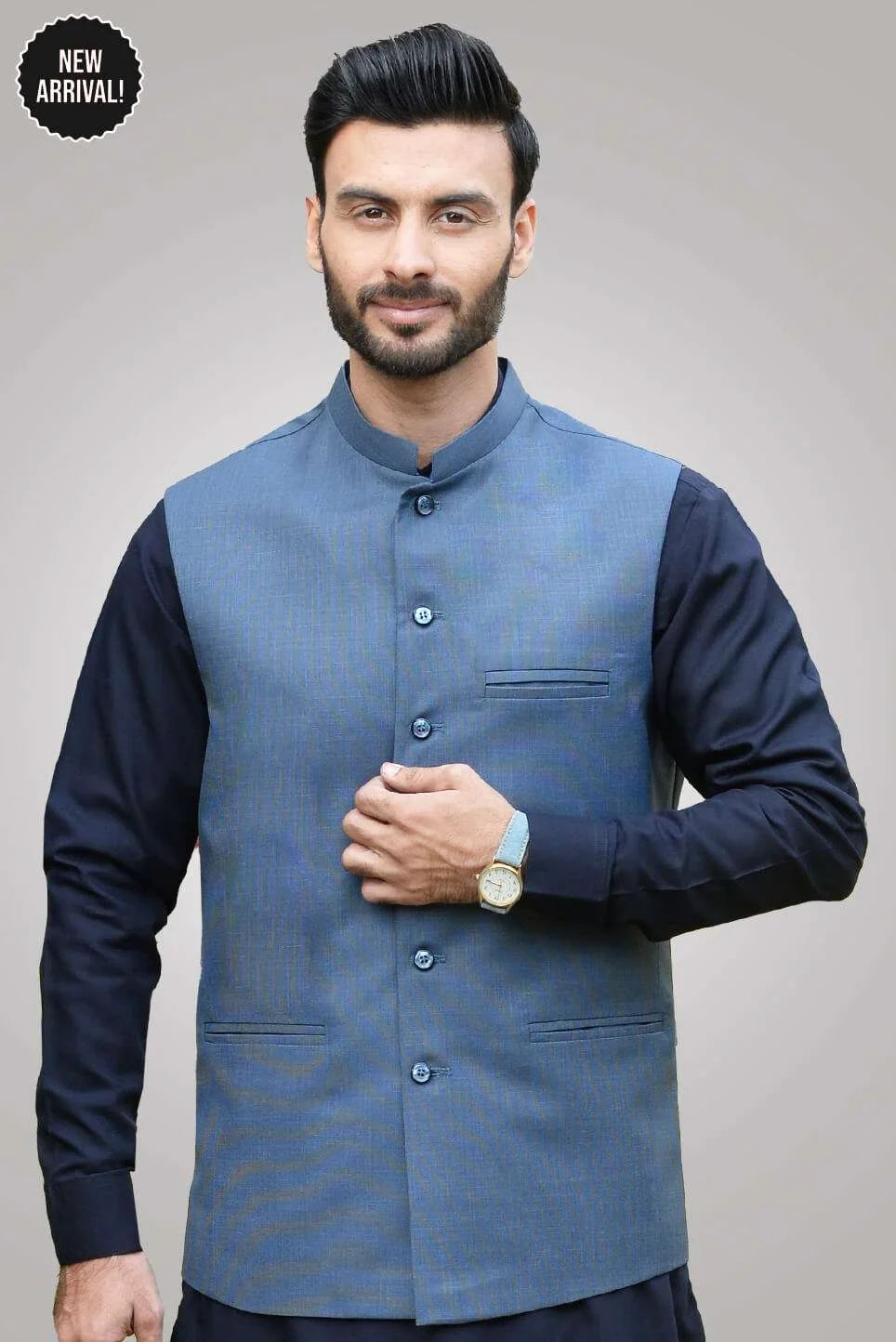 Firdous Mens Waist Coat Solids Cotton MWC-003-D-04 - Summmer Collection