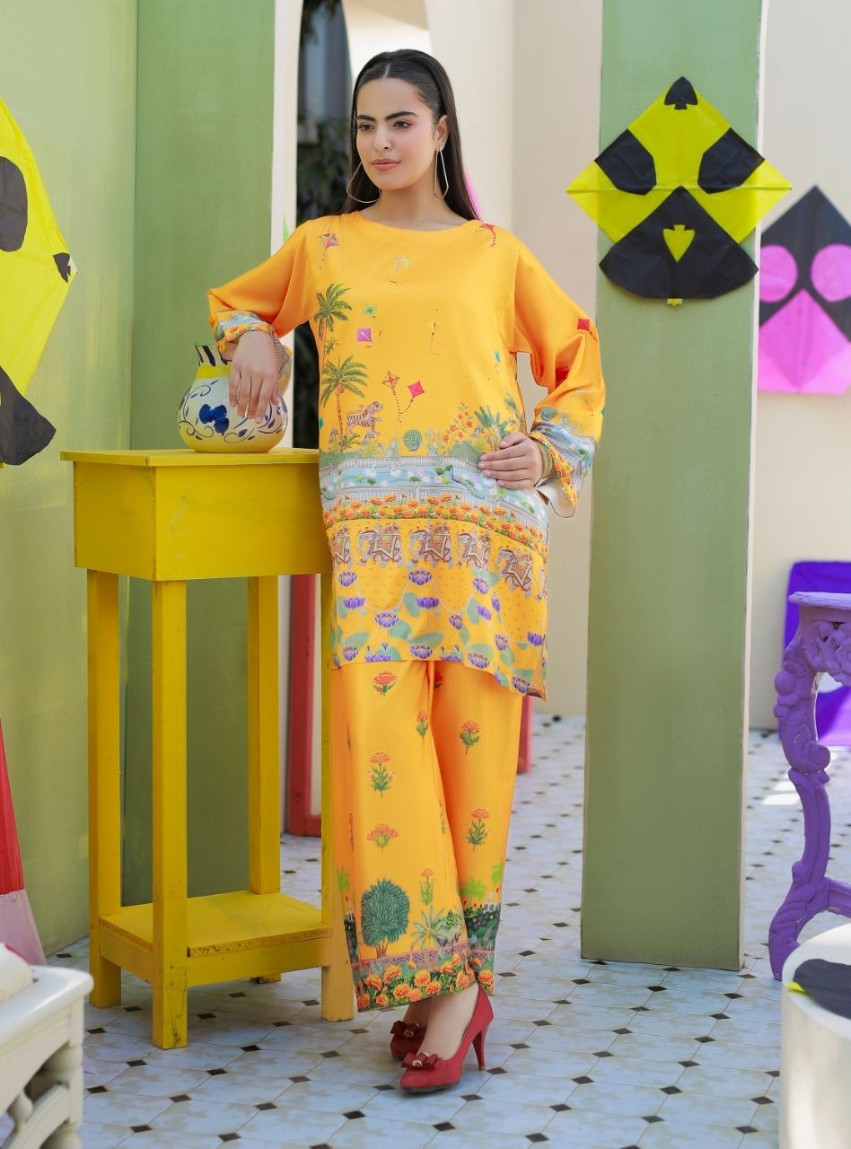 Printnation by Anayra Amal Unstitched Printed Ploy Raw Silk 2 Piece Kite Bloom - Casual Collection