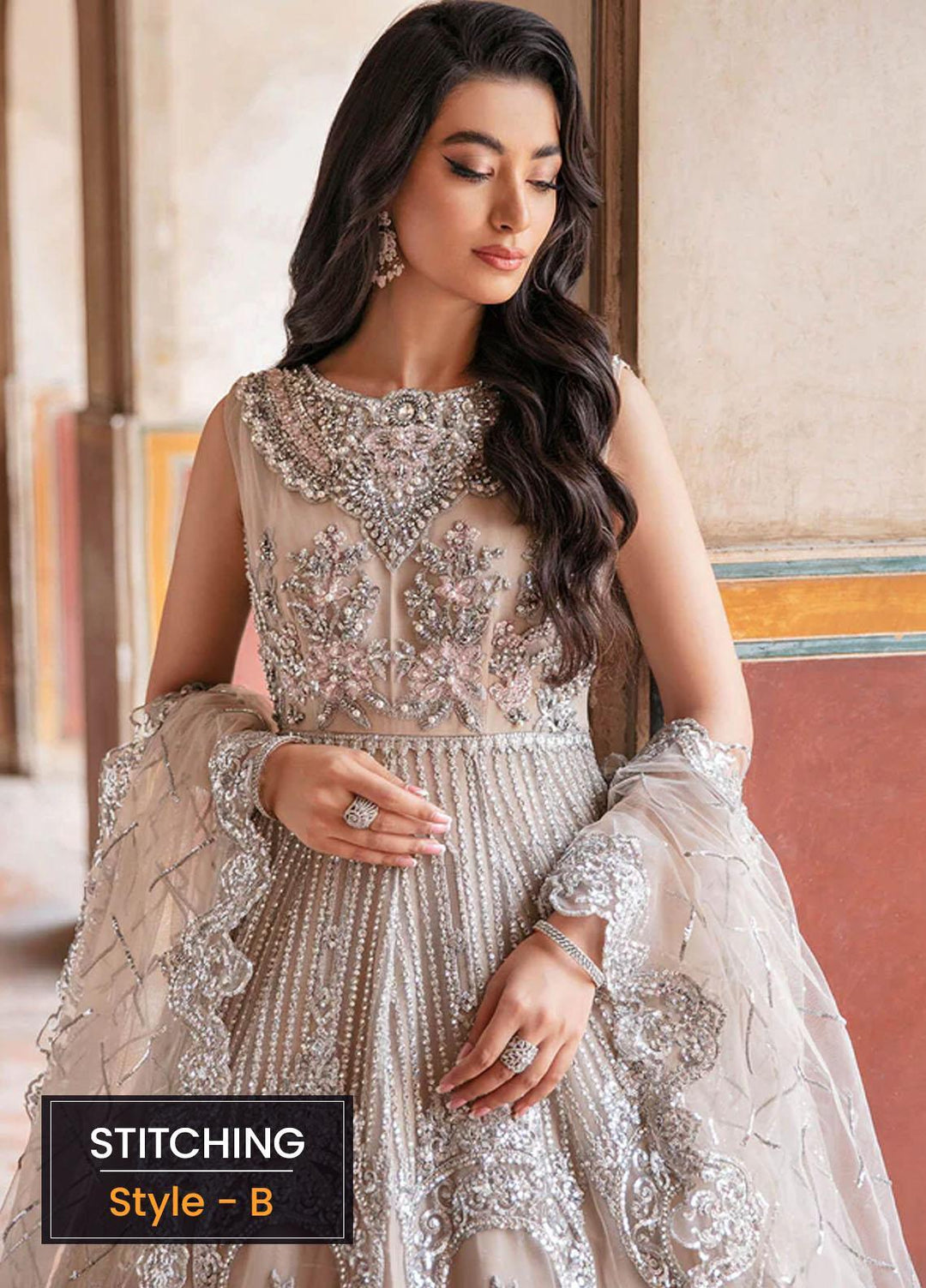 Aangan by Imrozia Premium Embroidered Net Suits Unstitched 3 Piece IMP22A IB-29 Sheesh - Bridal Collection