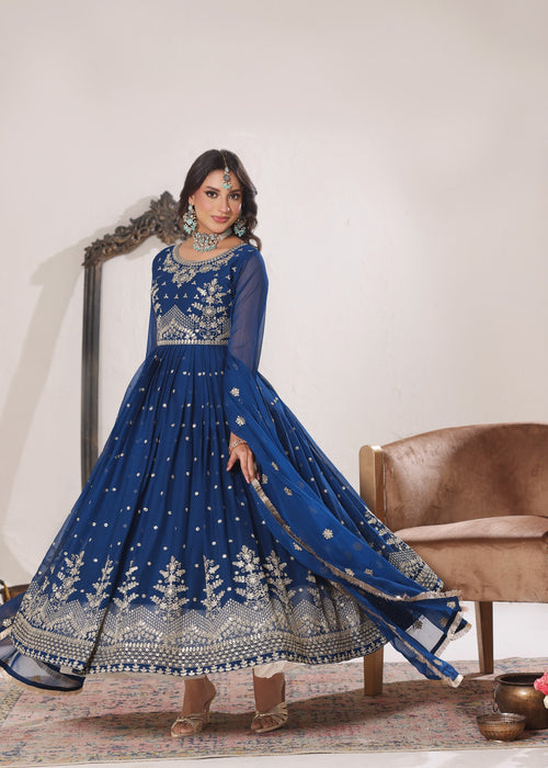 Abaan Zohan Women RTW Embroidered Chiffon 3 Piece Suit Gulab Peacock - Festive Collection