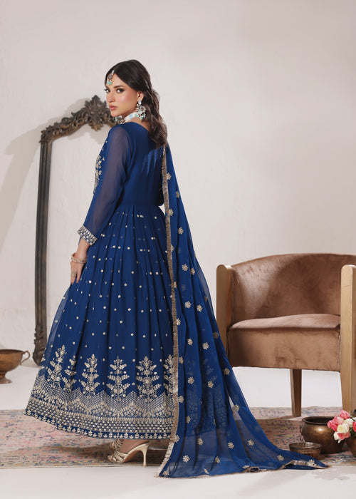 Abaan Zohan Women RTW Embroidered Chiffon 3 Piece Suit Gulab Peacock - Festive Collection