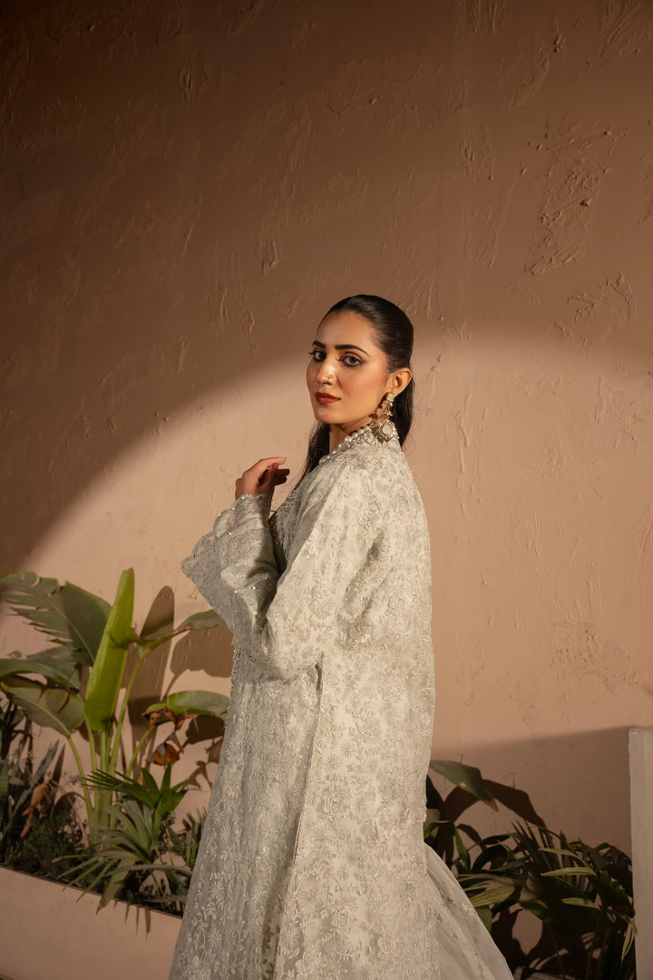 Banno by Manahils RTW Hand work Organza 3 Piece Suit 198-OFF WHITE Festive Collection