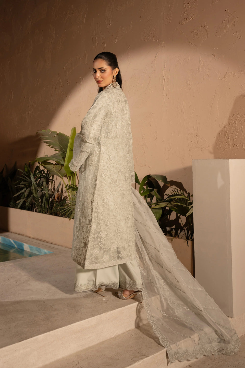 Banno by Manahils RTW Hand work Organza 3 Piece Suit 198-AQUA Festive Collection