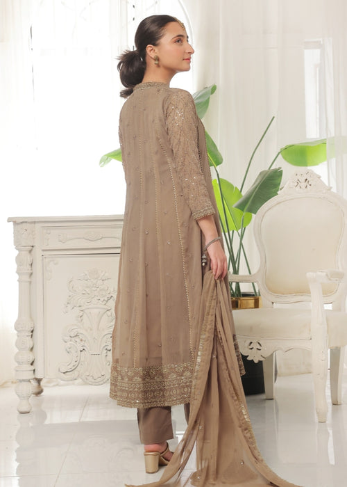 Mommy and Me by Abaan Zohan RTW Embroidered Chiffon 3 Piece Suit Kashish Kids Brown - Festive Collection