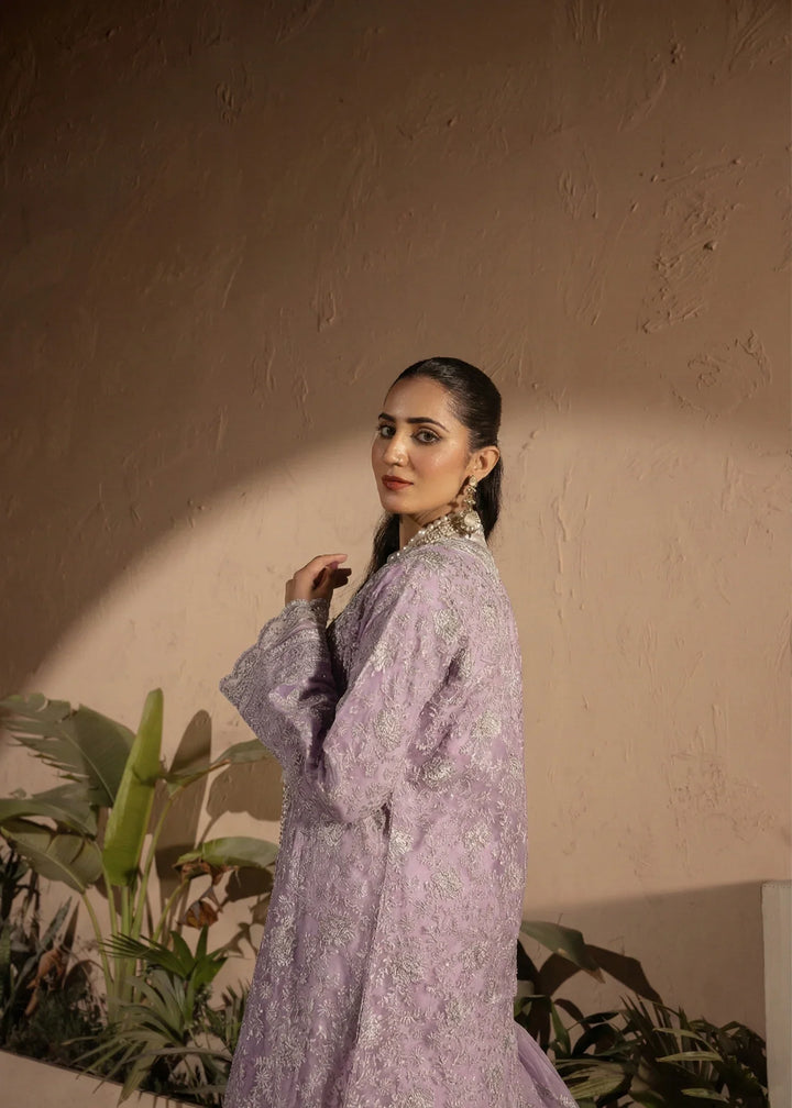 Banno by Manahils RTW Hand work Organza 3 Piece Suit 198-LILAC Festive Collection