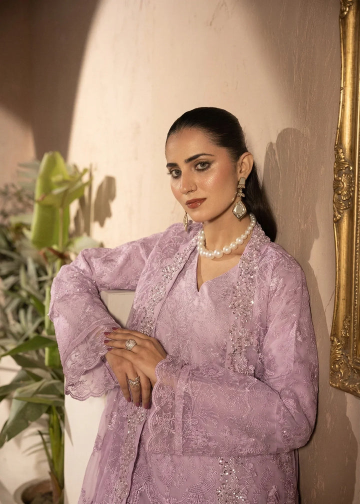 Banno by Manahils RTW Hand work Organza 3 Piece Suit 198-LILAC Festive Collection