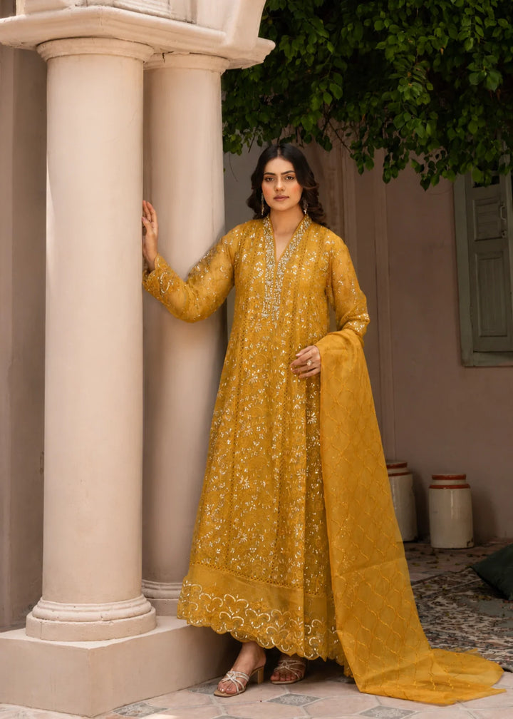 Rang Nirala by Manahils RTW Hand work Organza 3 Piece Suit K-151-MUSTARD Festive Collection