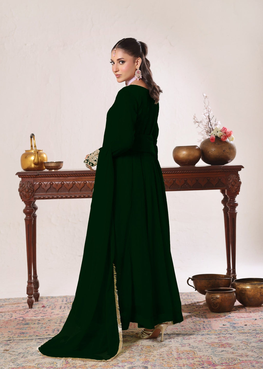 Abaan Zohan RTW Embroidered Chiffon 3 Piece Suit Nelofer Kaai Green Festive Collection