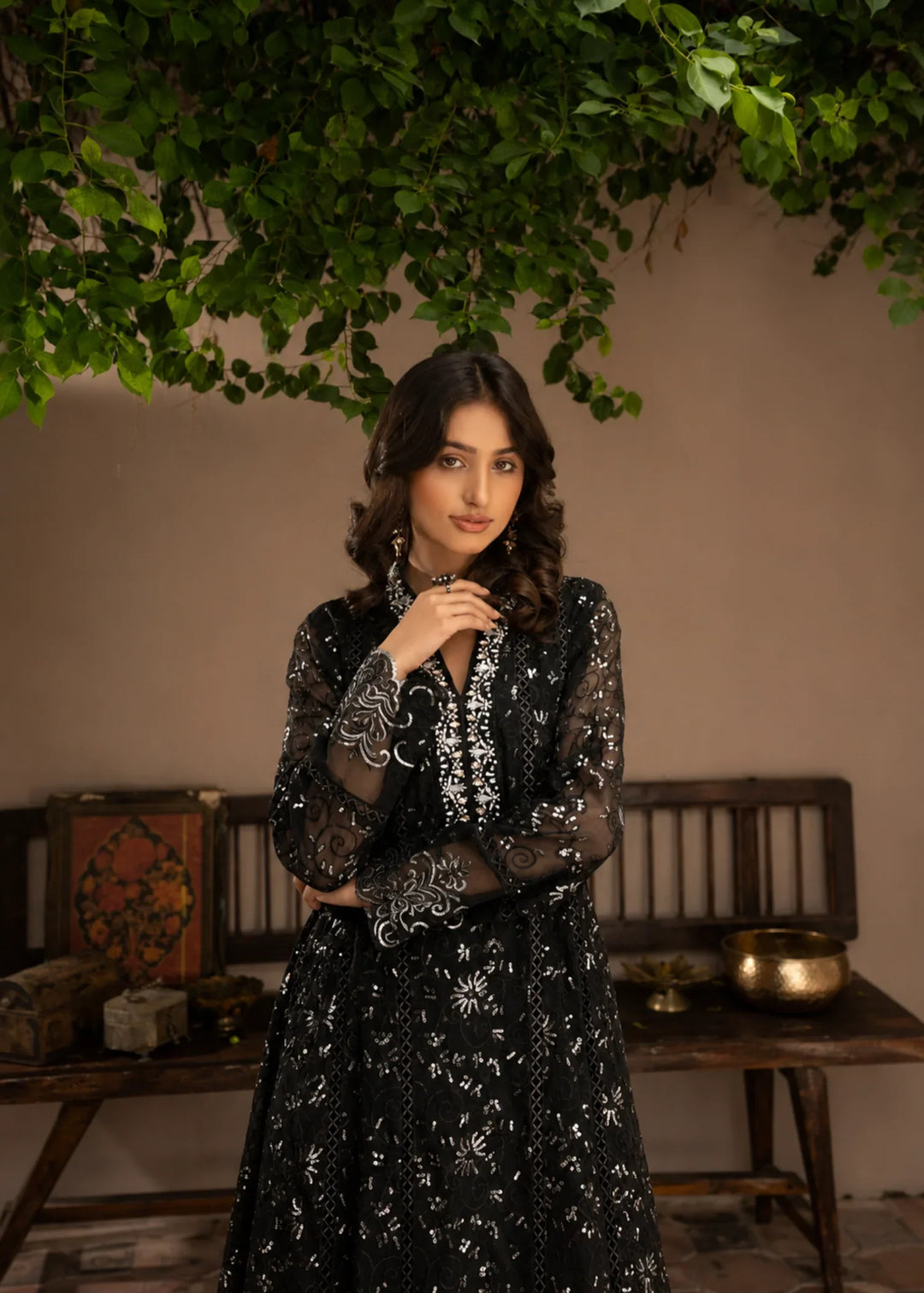 Rang Nirala by Manahils RTW Hand work Chiffon 3 Piece Suit K-151-BLACK Festive Collection