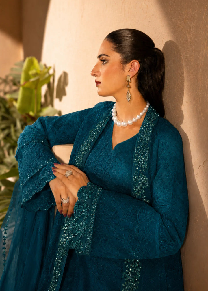Banno by Manahils RTW Hand work Organza 3 Piece Suit 198-BONDI BLUE Festive Collection