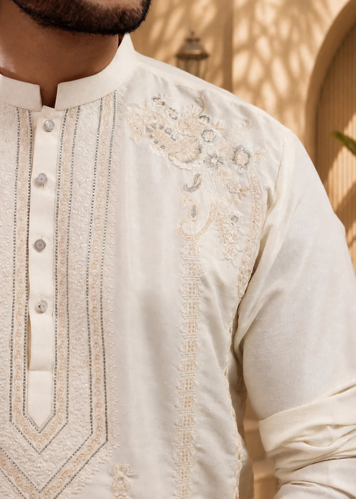 TGM Mens RTW Chikankari Chikankari Kurta Pajama Suit White Opal Festive Collection