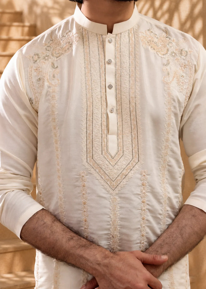 TGM Mens RTW Chikankari Chikankari Kurta Pajama Suit White Opal Festive Collection