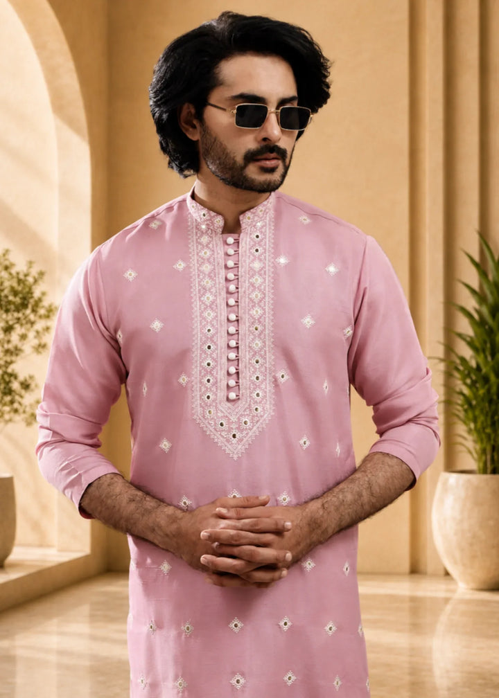 TGM Mens RTW Chikankari Chikankari Kurta Pajama Suit Regal Rose Festive Collection