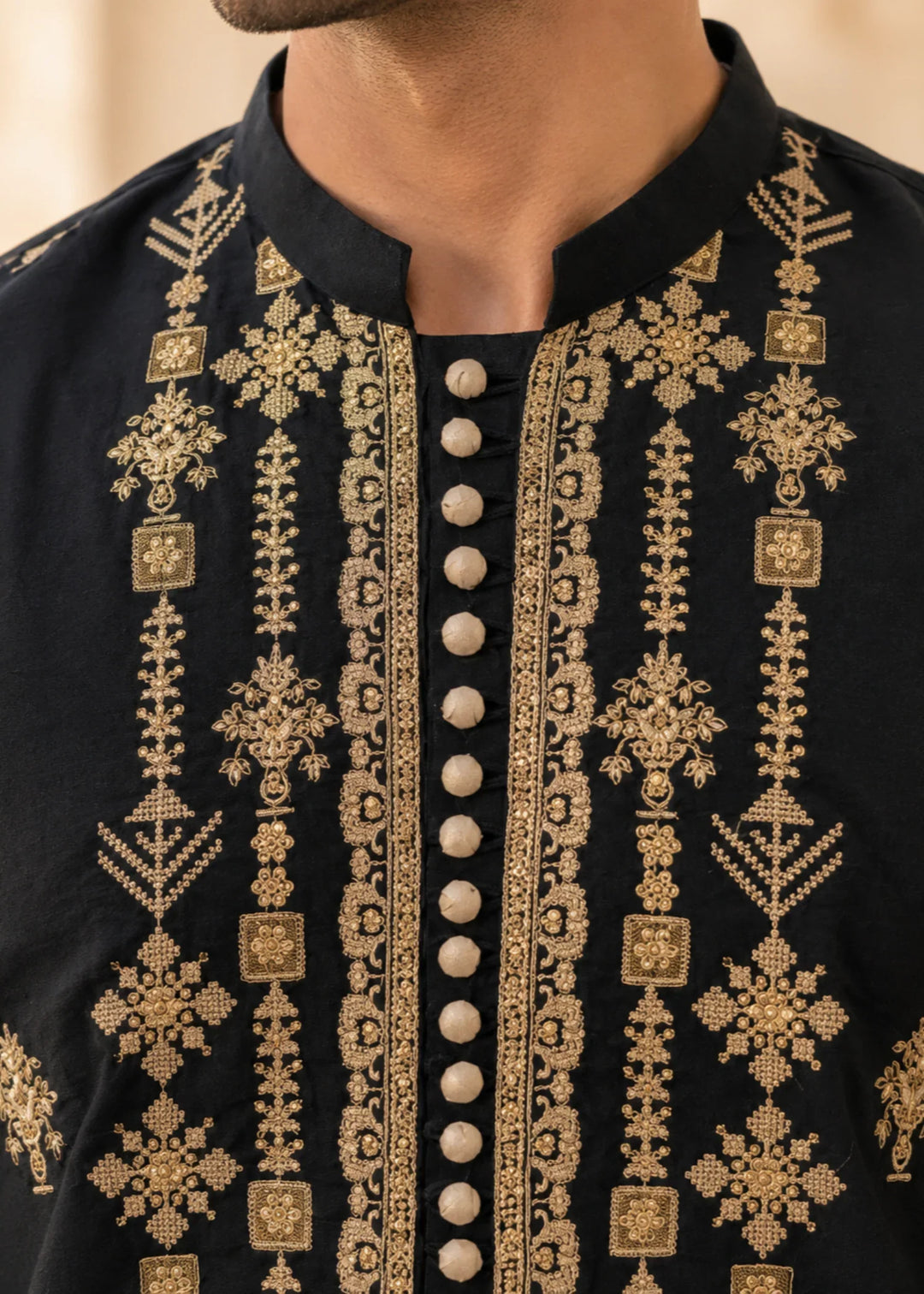 TGM Mens RTW Chikankari Chikankari Kurta Pajama Suit Elvar Onyx Festive Collection