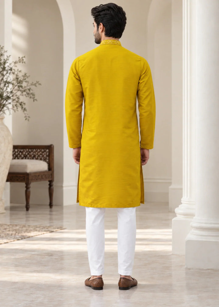 TGM Mens RTW Chikankari Chikankari Kurta Pajama Suit Aeron Lemon Festive Collection