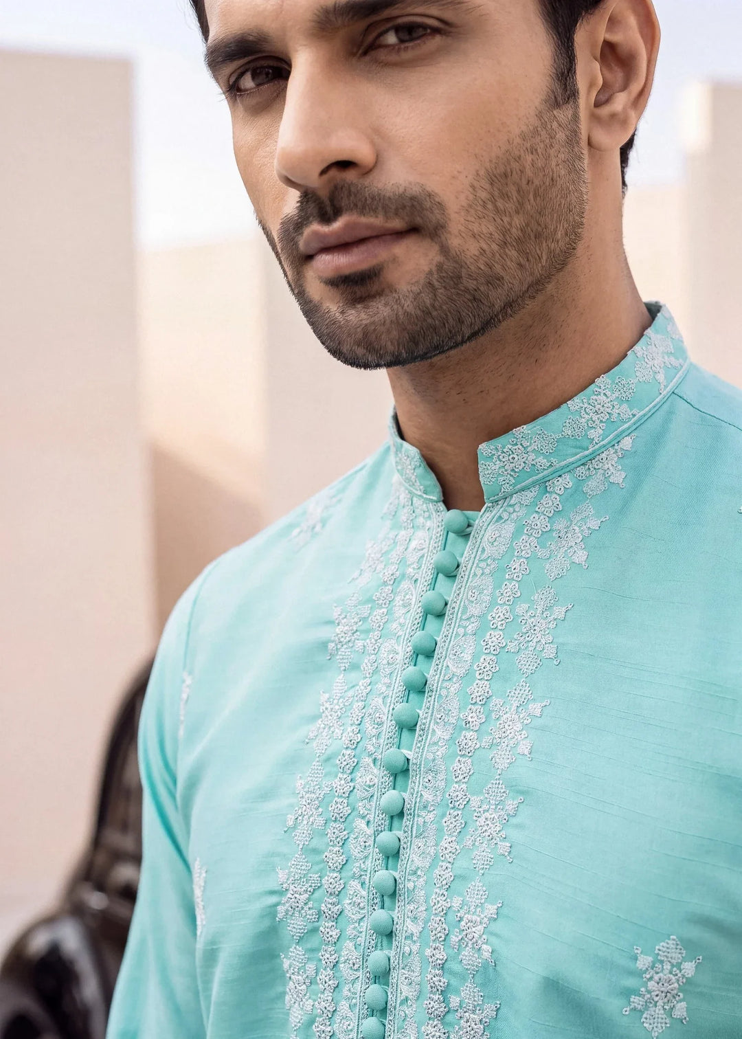 TGM Mens RTW Chikankari Chikankari Kurta Pajama Suit Aeron Aqua Festive Collection