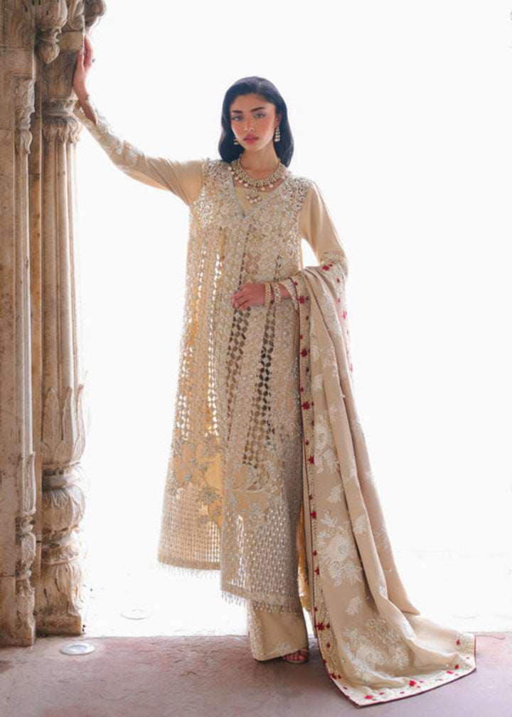 Saira Shakira Unstitched Embroidered Korean Silk 3 Piece Suit SSR26UW Rose - Wedding Collection