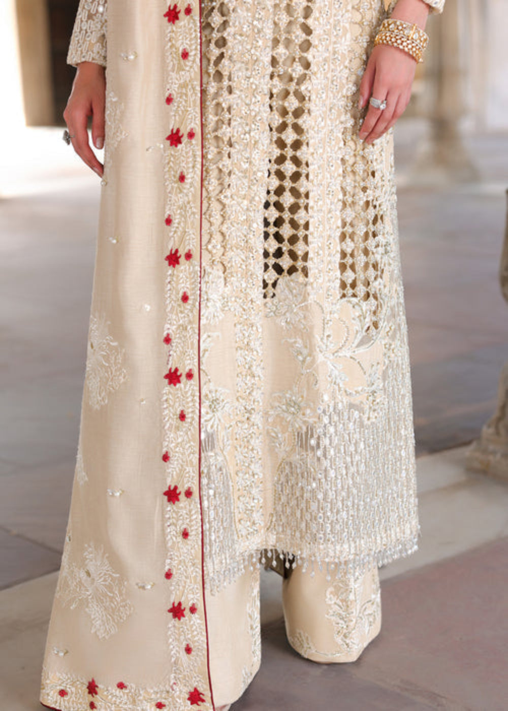 Saira Shakira Unstitched Embroidered Korean Silk 3 Piece Suit SSR26UW Rose - Wedding Collection
