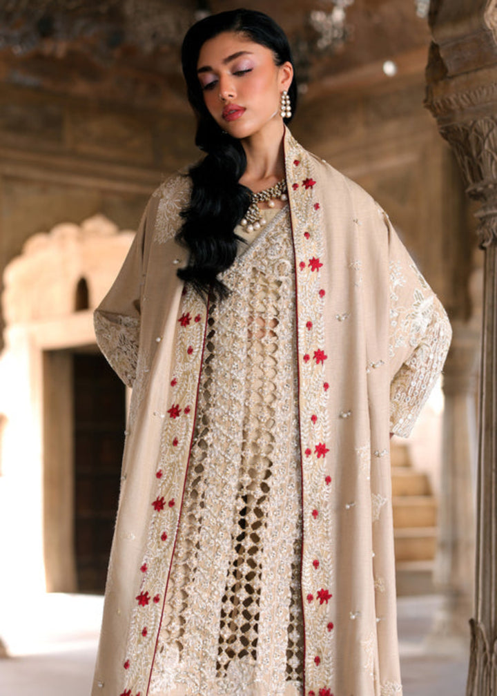 Saira Shakira Unstitched Embroidered Korean Silk 3 Piece Suit SSR26UW Rose - Wedding Collection