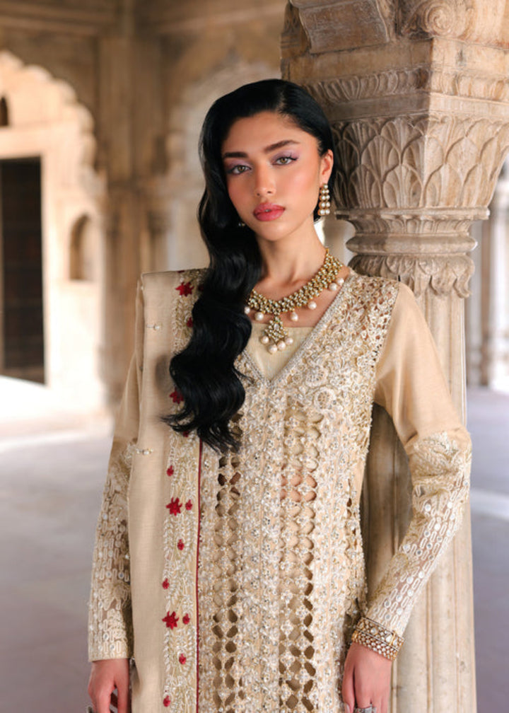 Saira Shakira Unstitched Embroidered Korean Silk 3 Piece Suit SSR26UW Rose - Wedding Collection