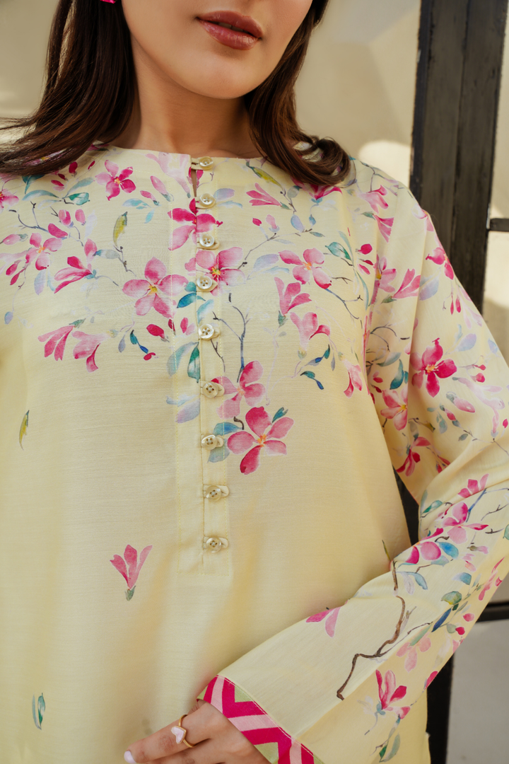 Divinely Crafted Pret Printed Cotton Silk 2 Piece Lemon Grove