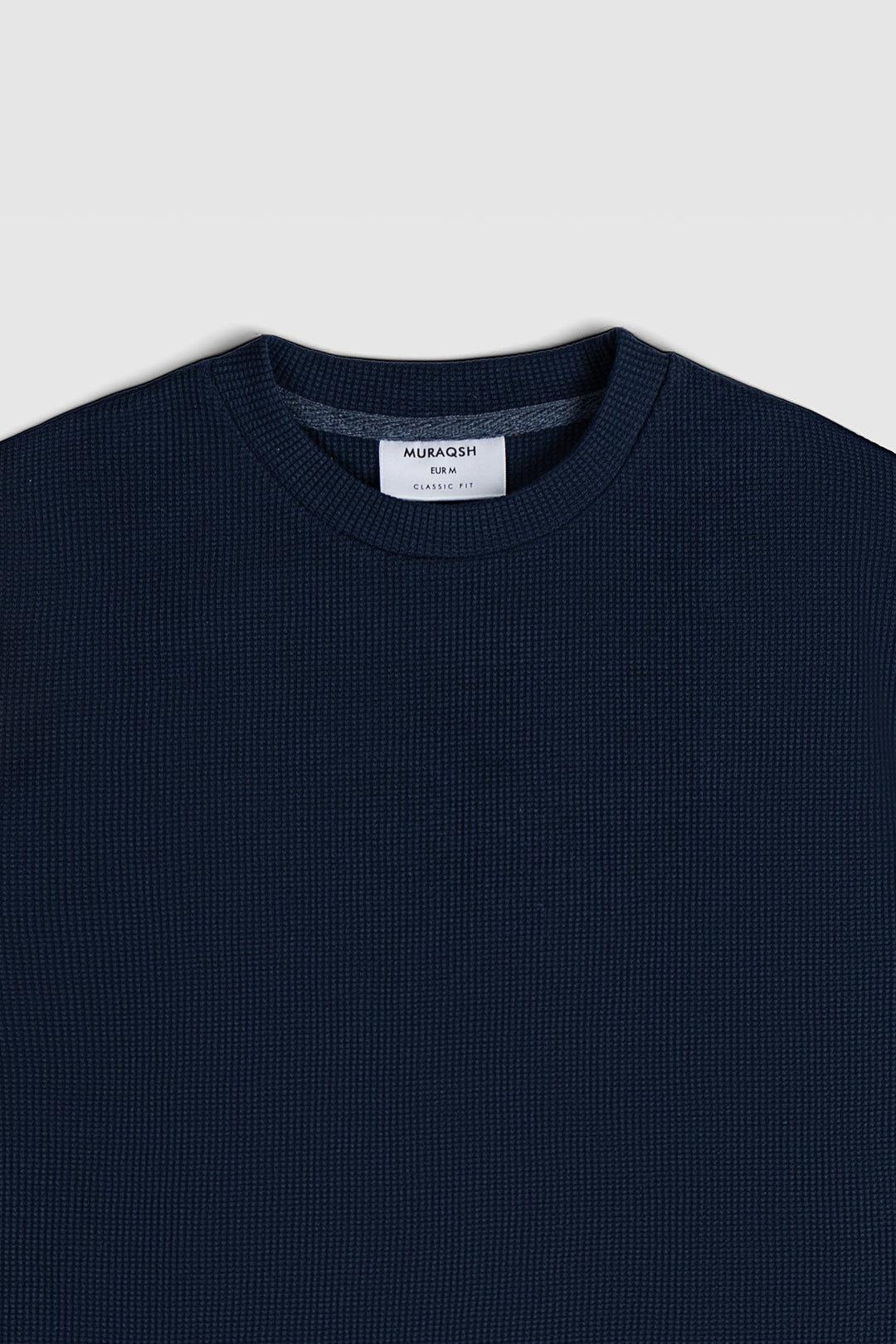 Muraqsh Ready To Wear Solids Waffle Men Navy Blue Oversized T-Shirt ABD-NBWOT - Summer Collection