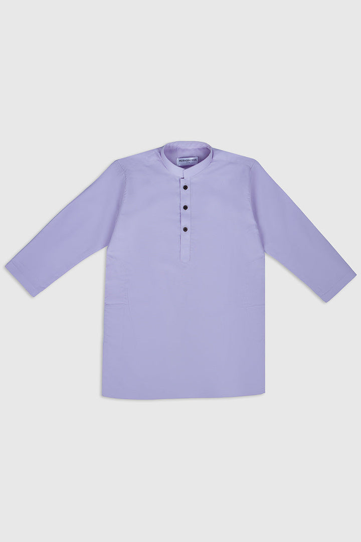 Muraqsh Ready To Wear Solids Cotton Boys Lilac Blended Kurta Trouser MURKT-K - Summer Collection