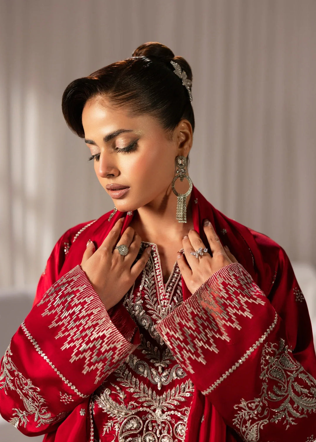 Celeste by Jamni RTW Embroidered Sheesh Silk 3 Piece Suit AMBER Festive Collection