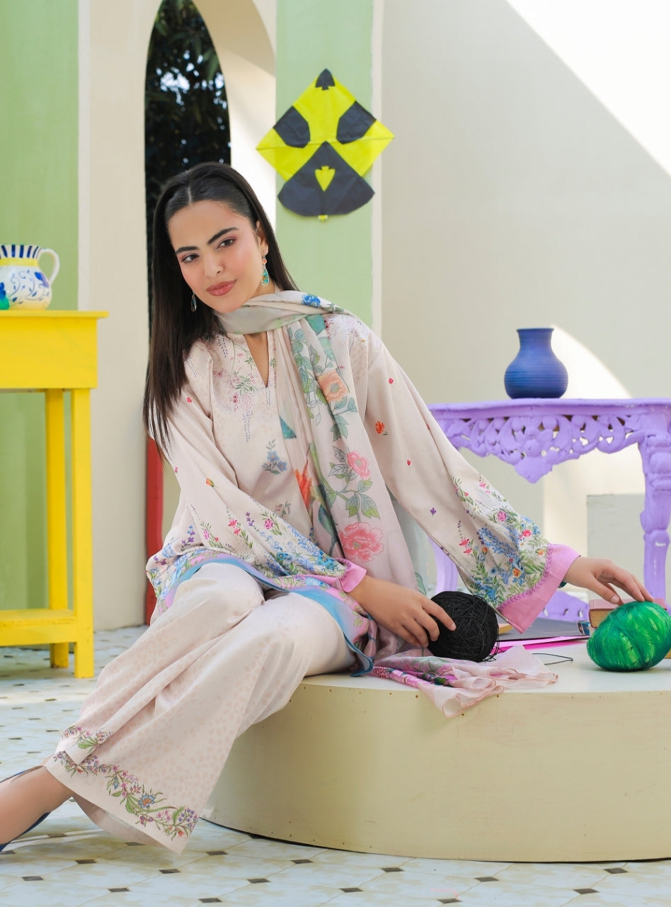 Printnation by Anayra Amal RTW Printed Poly Raw Silk 3 Piece Soft Static - Casual Collection