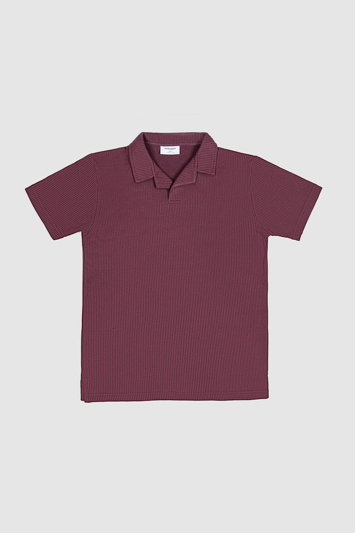 Muraqsh Ready To Wear Solids Cotton Men Wine Drop Needle Revere Polo ABD-WDNRP - Summer Collection