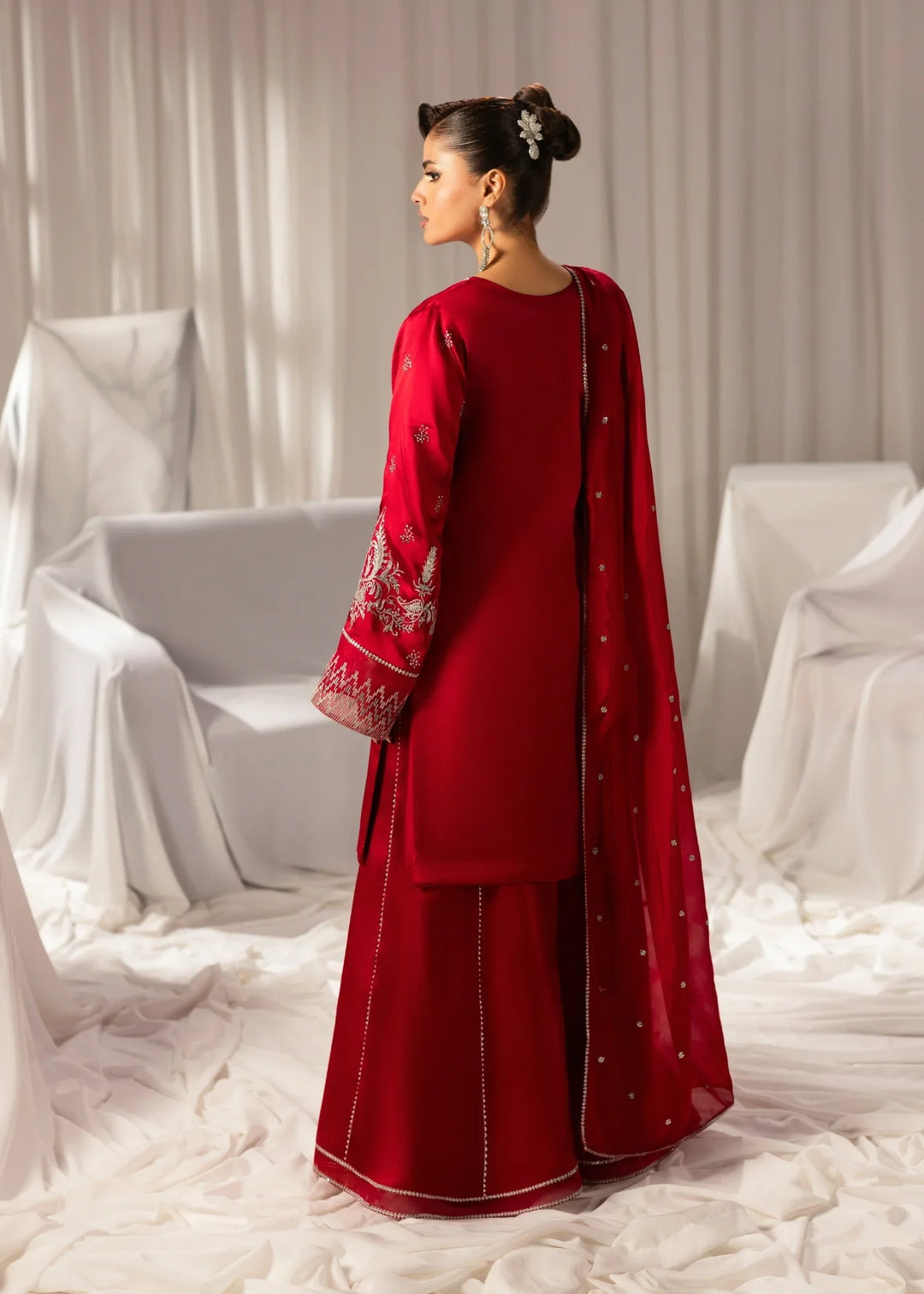 Celeste by Jamni RTW Embroidered Sheesh Silk 3 Piece Suit AMBER Festive Collection