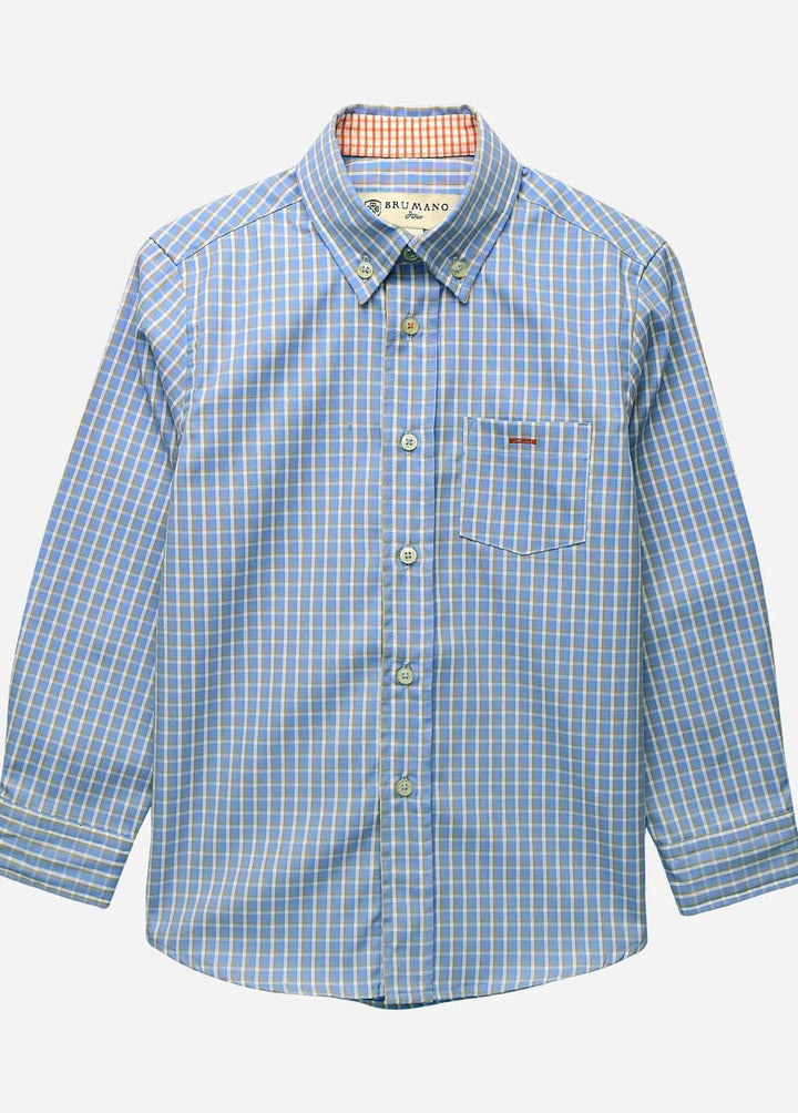 Brumano Cotton Casual Shirts for Boys -  Blue & Yellow Gingham Casual Shirt