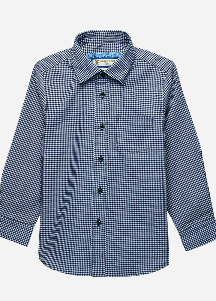 Brumano Cotton Casual Shirts for Boys -   Blue Gingham Casual Check Shirt - Junior