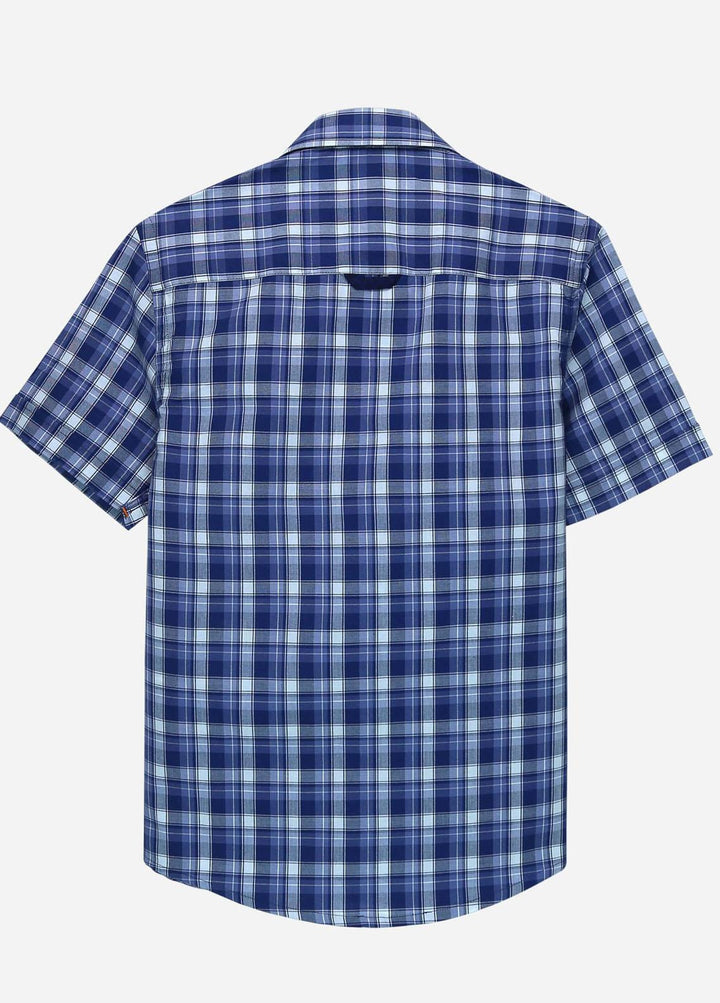Brumano Cotton Casual Shirts for Boys -   Blue Casual Half Sleeve Shirt With Detailing - Junior