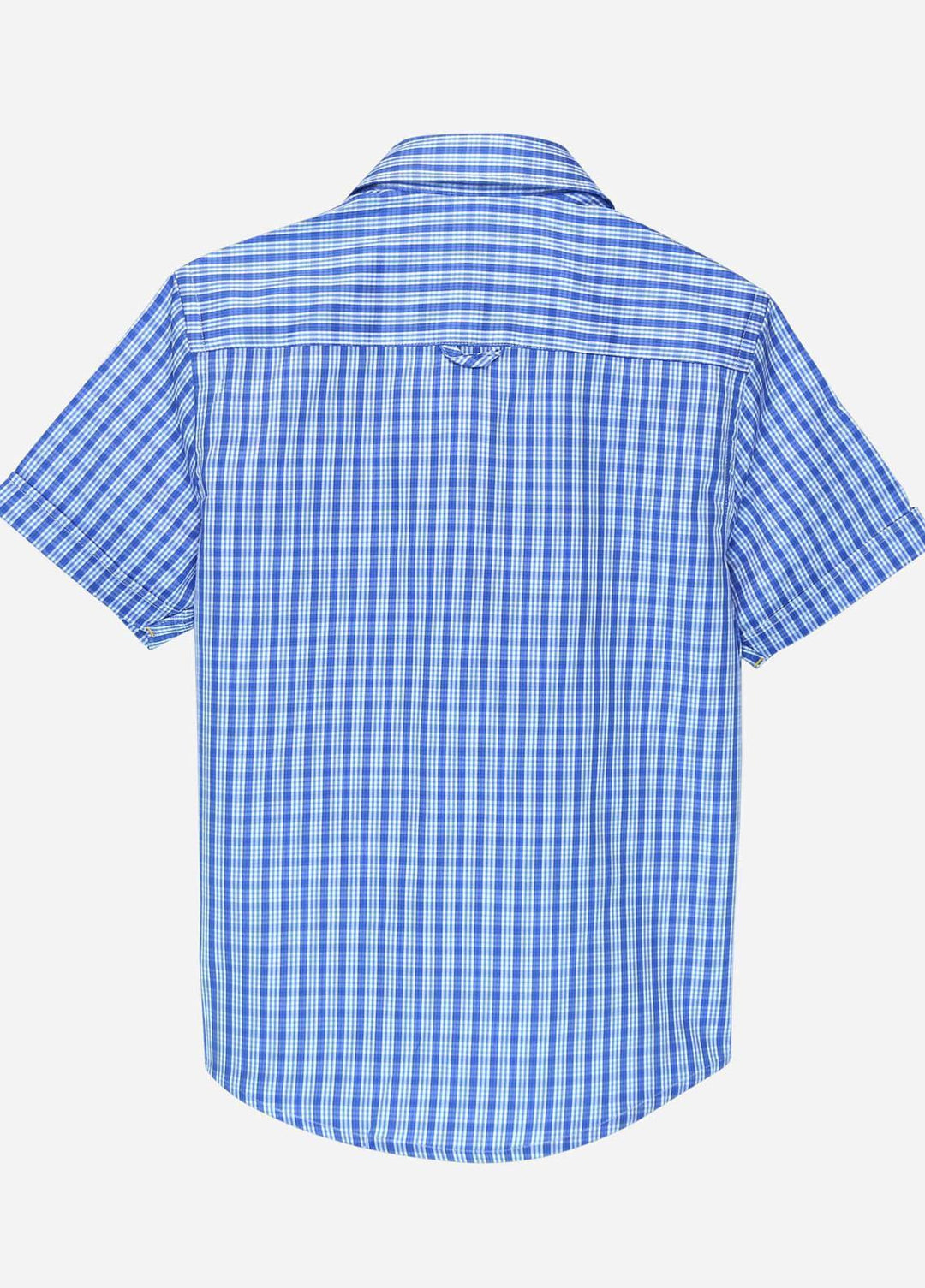 Brumano Cotton Casual Shirts for Boys -  Blue Gingham Casual Short Sleeves Shirt