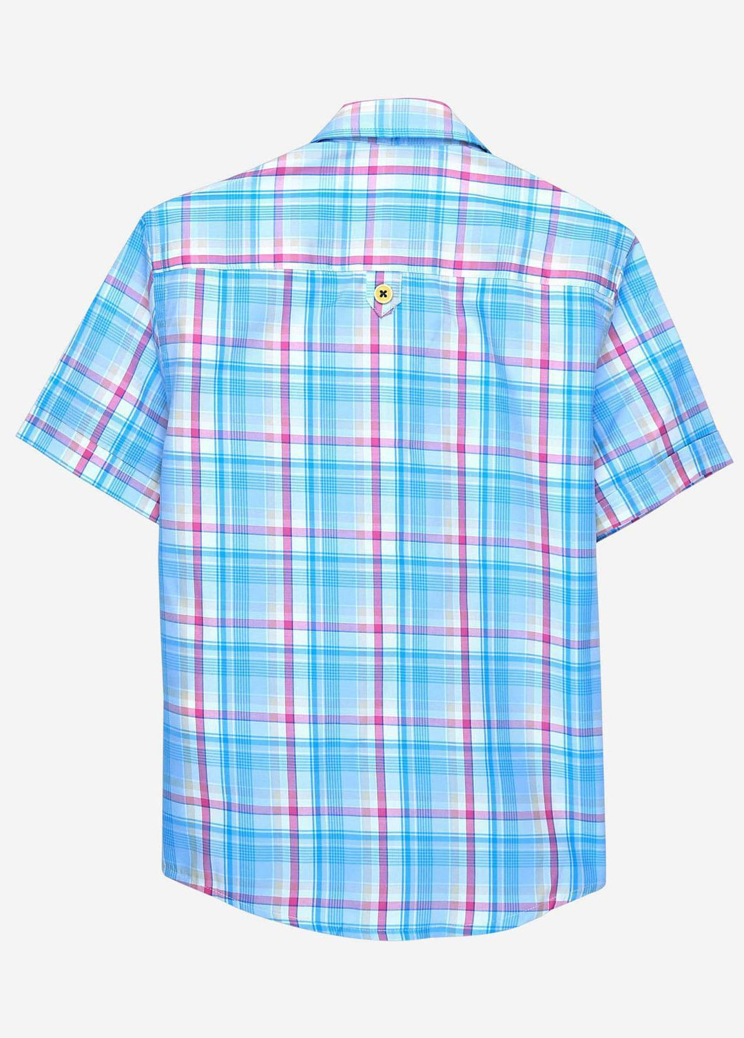 Brumano Cotton Casual Shirts for Boys -  Aqua Blue & Pink Short Sleeves Casual Shirt