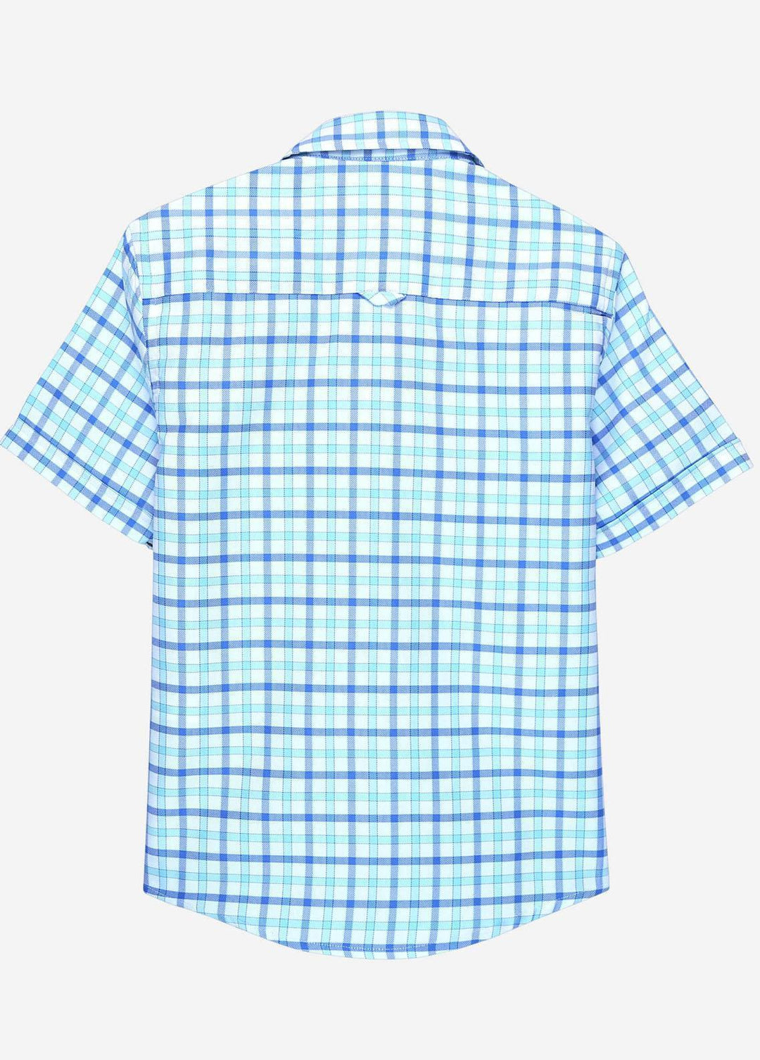 Brumano Cotton Casual Shirts for Boys -  Turquoise Blue Gingham Checkered Short Sleeves Casual Shirt
