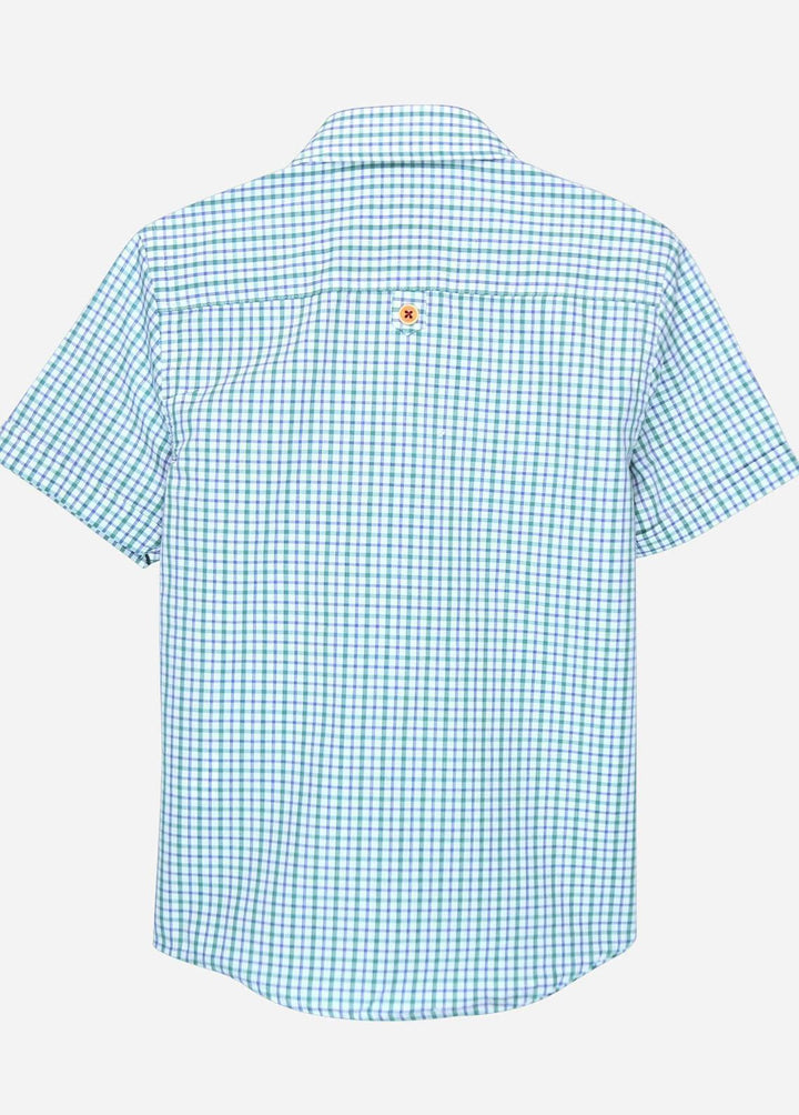 Brumano Cotton Casual Shirts for Boys -  Blue & Green Gingham Casual Shirt - junior