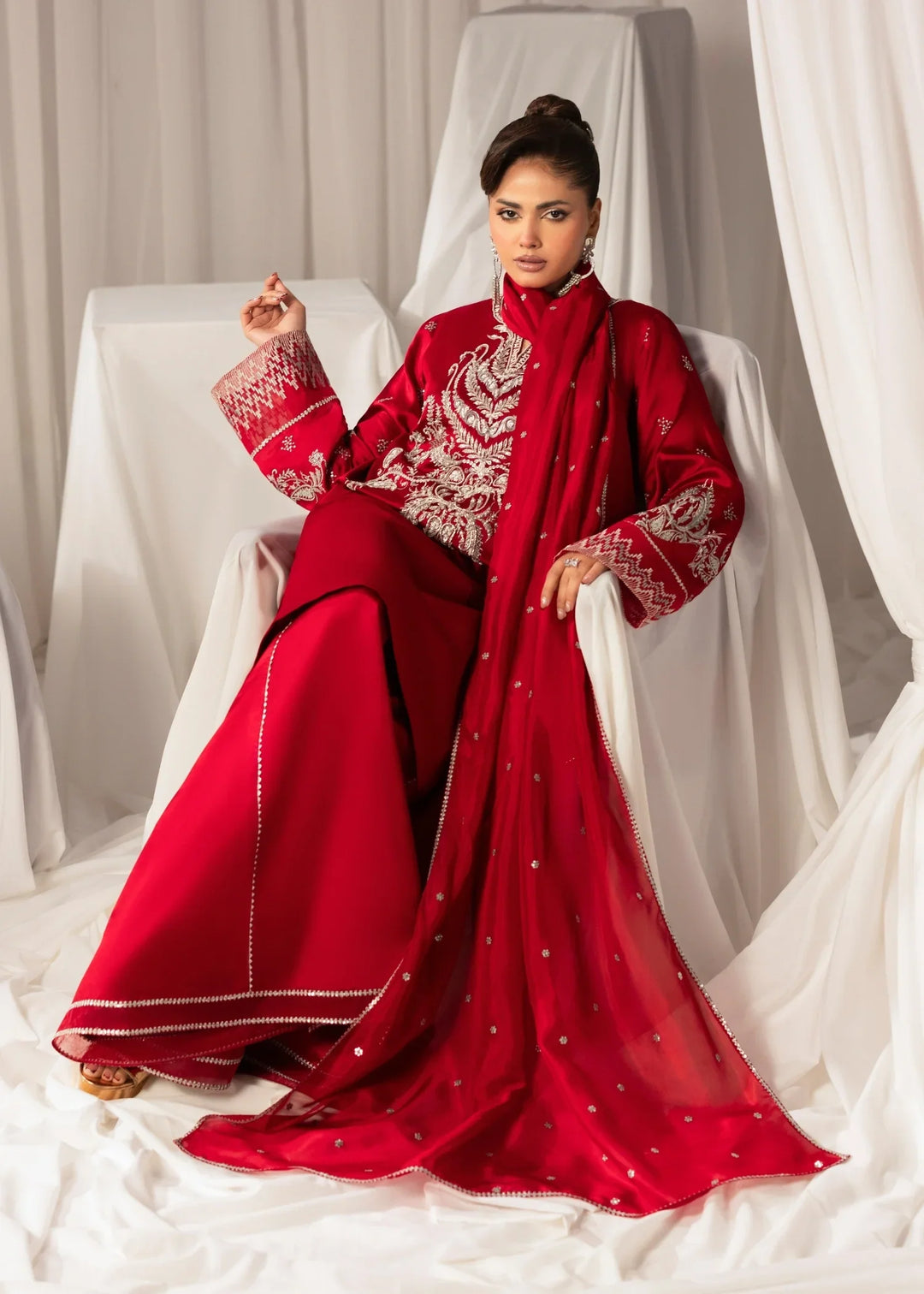 Celeste by Jamni RTW Embroidered Sheesh Silk 3 Piece Suit AMBER Festive Collection