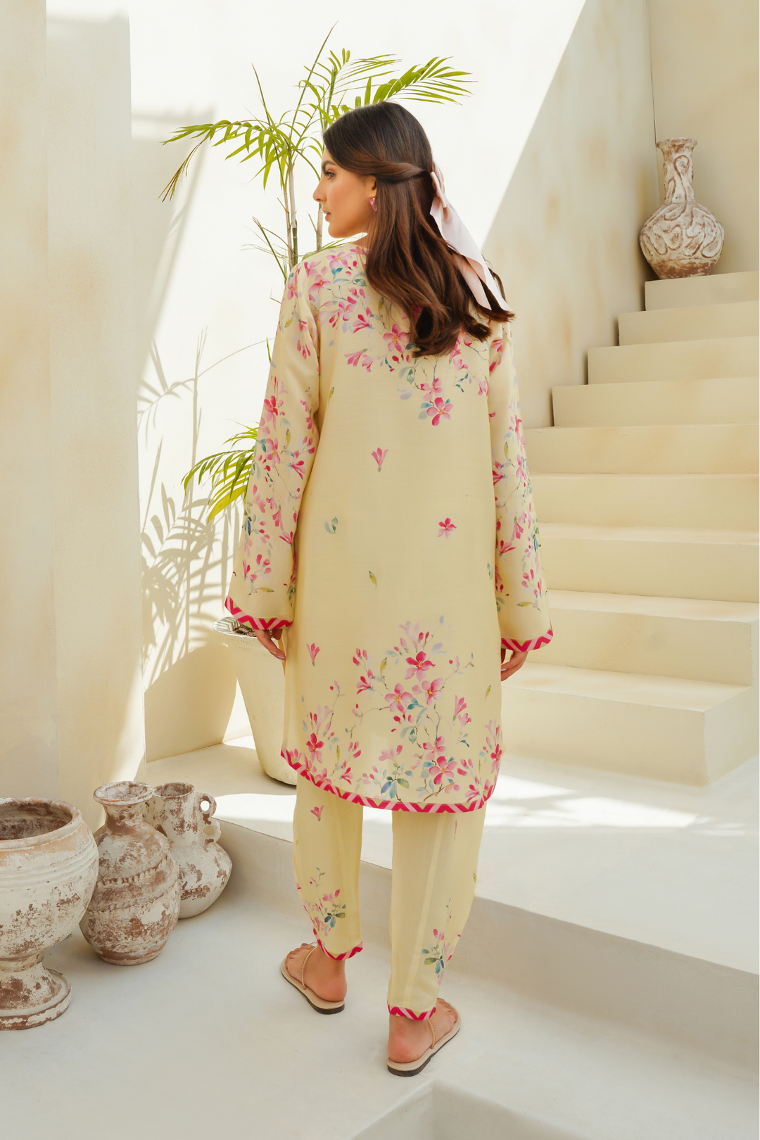 Divinely Crafted Pret Printed Cotton Silk 2 Piece Lemon Grove