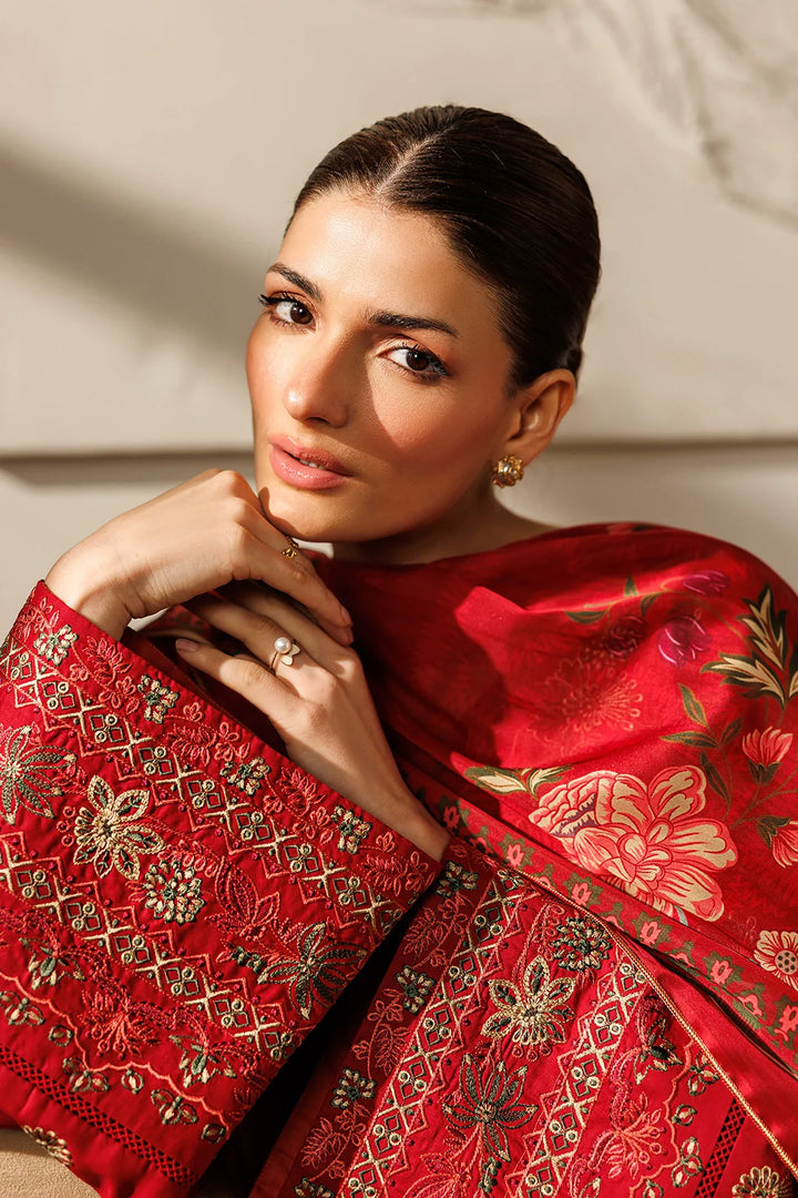 Mistfall Ramadan Edit by Panache Women RTW Embroidered Cotton 3 Piece Terracotta - Casual Collection