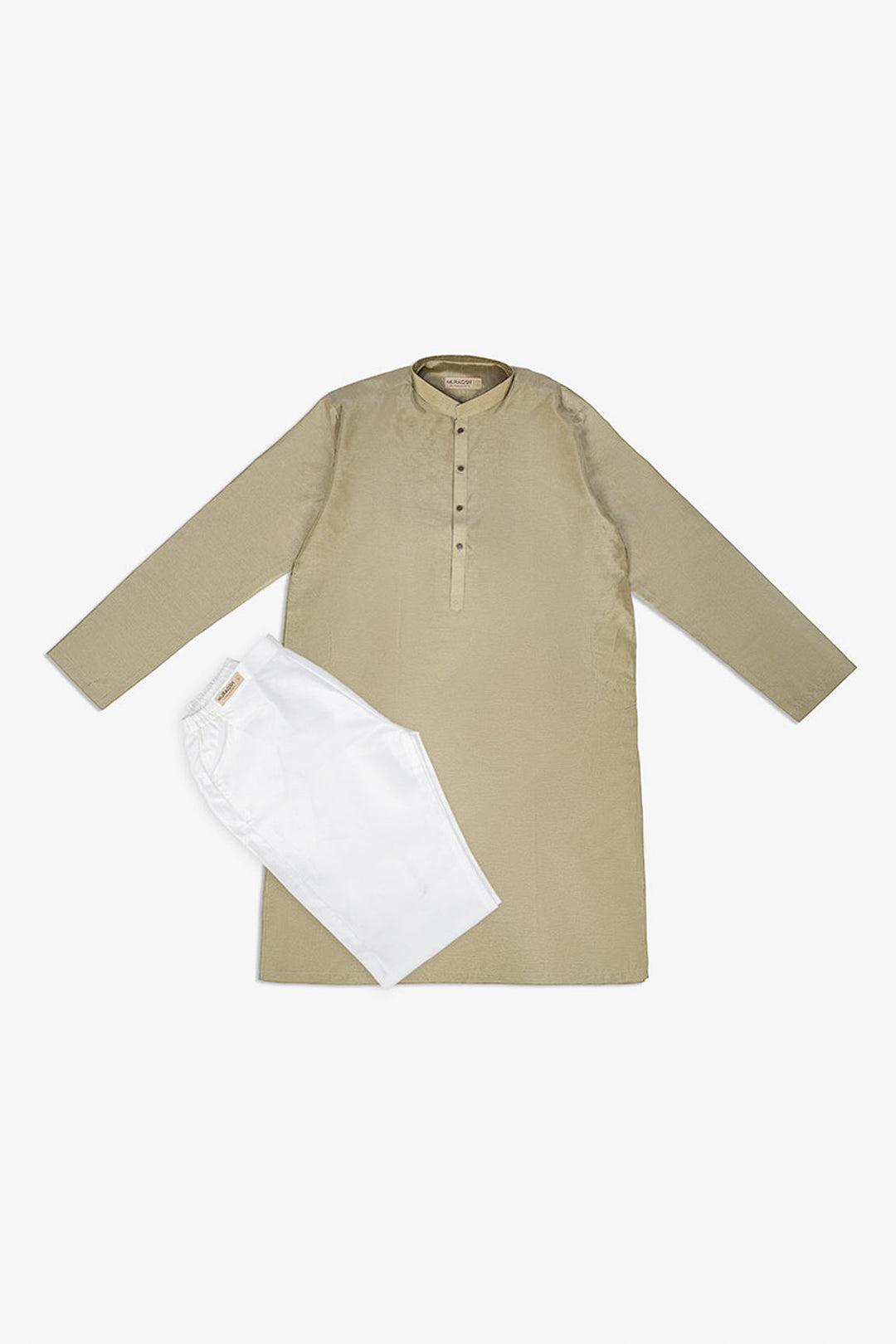 Muraqsh Ready To Wear Solids Silk Men Raw Silk Kurta Trouser AA-RSKT-BW - Winter Collection