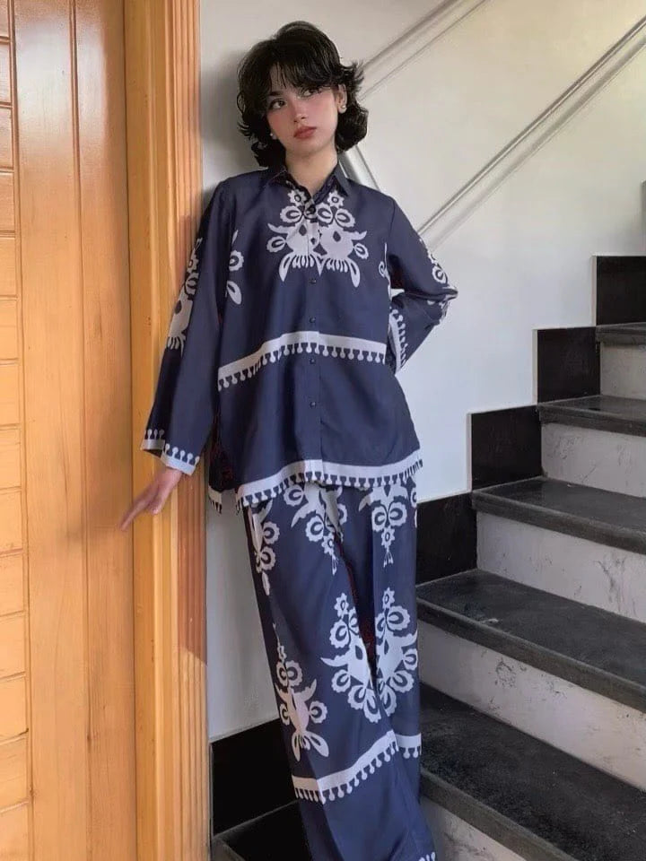 Urban Cut RTW Printed Lawn Co-Ord Sets Suit Blue Casual Collection