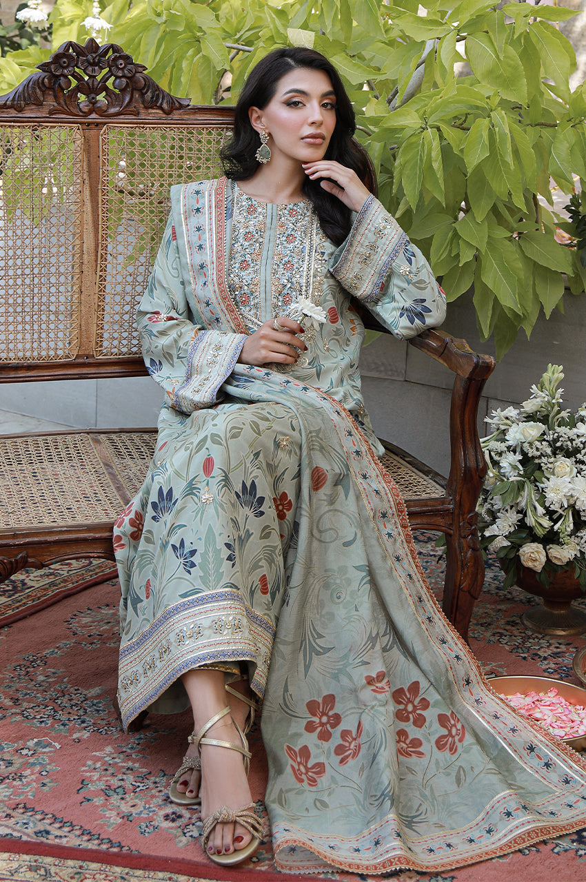 Erina From Nizka By Nida Rehan RTW Hand work Khaddi Silk 2 Piece Suit Ivera - Festive Collection