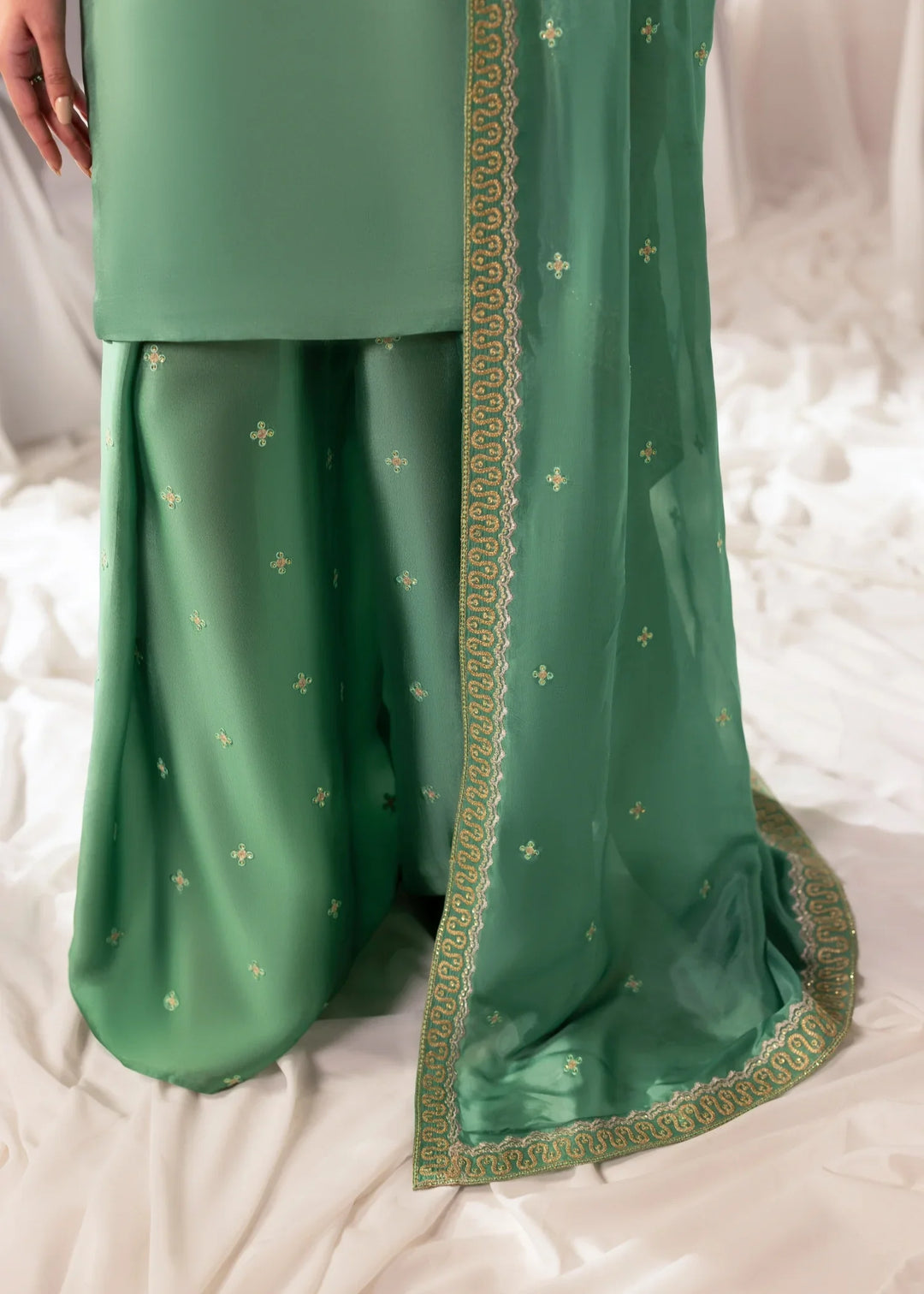 Celeste by Jamni RTW Embroidered Sheesh Silk 3 Piece Suit MEADOW Festive Collection