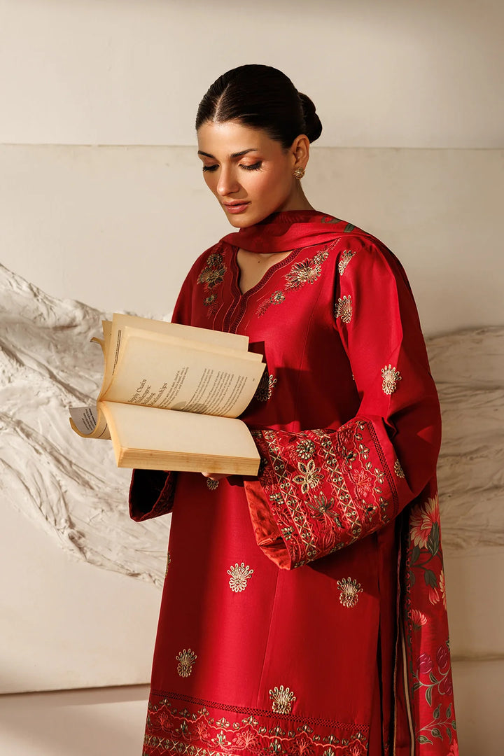 Mistfall Ramadan Edit by Panache Women RTW Embroidered Cotton 3 Piece Terracotta - Casual Collection