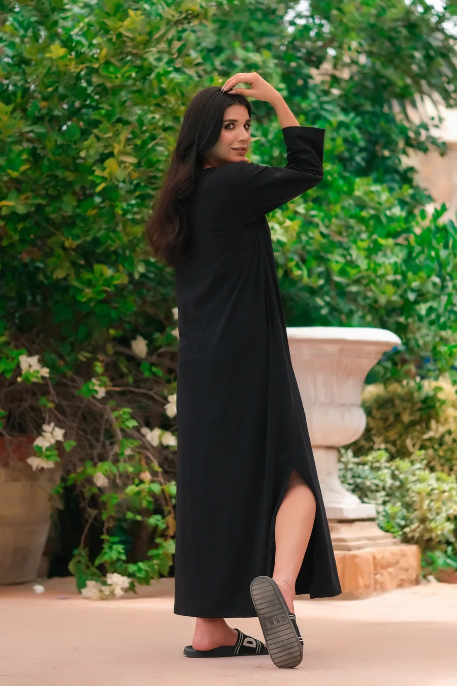 Dhaga Women Western Solids T- Shirt jersy Dress Black DHLT08 - Summer Collection