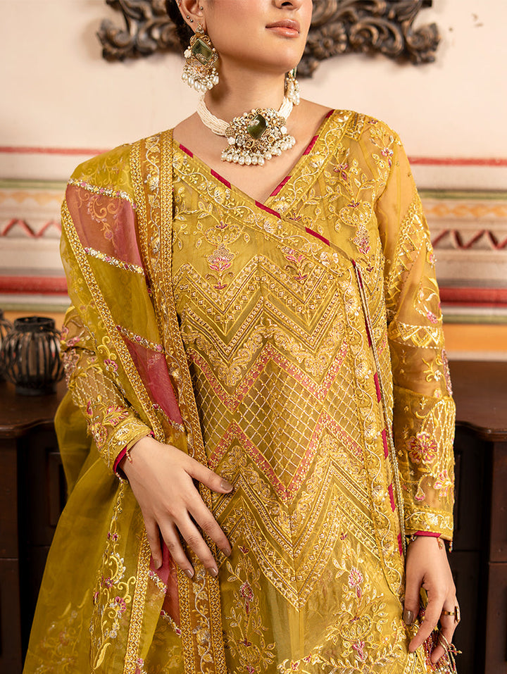 Zebtan Women Unstitched Embroidered Organza 3 Piece Suit RZ-06 Festive Collection